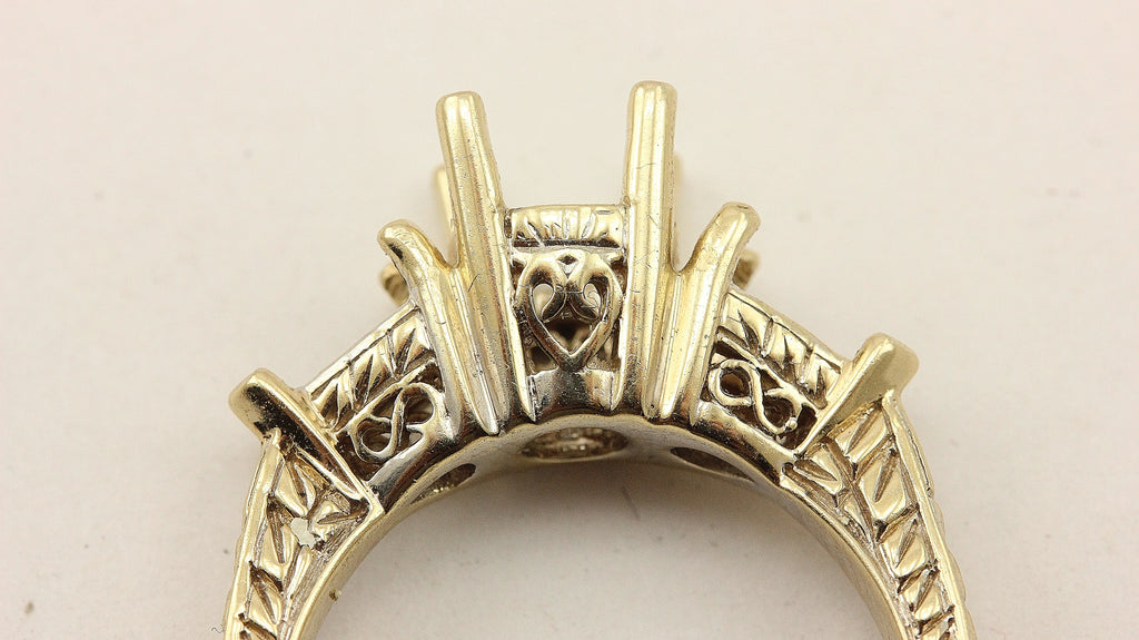 18k white gold round pear shaped 3 stone engagement ring semi mount size 6.25 7 grams