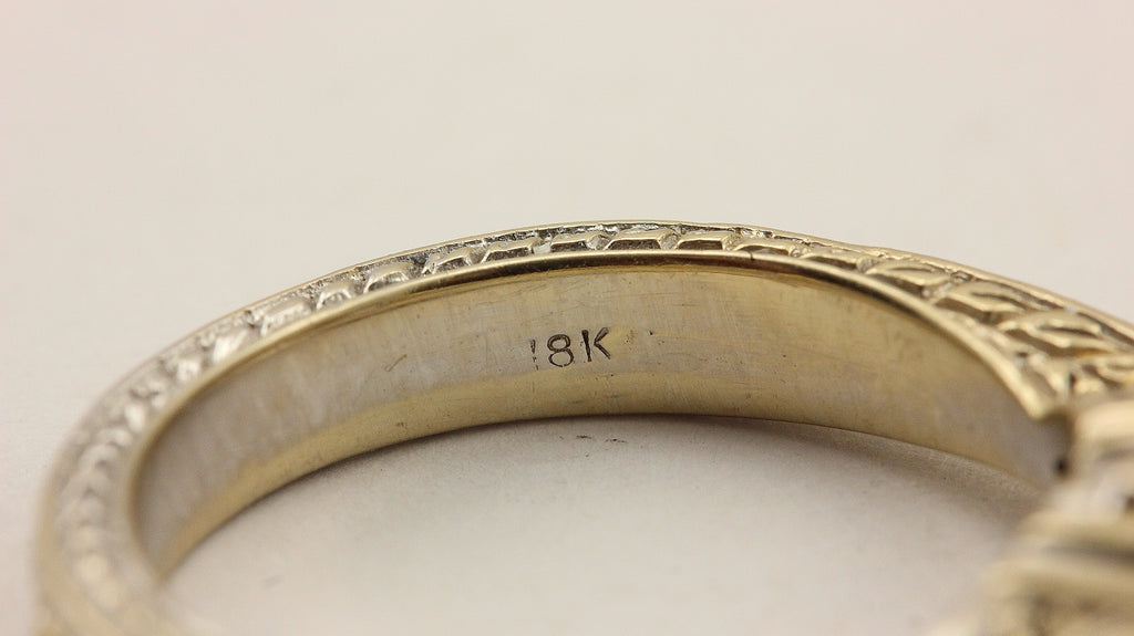 18k white gold round pear shaped 3 stone engagement ring semi mount size 6.25 7 grams