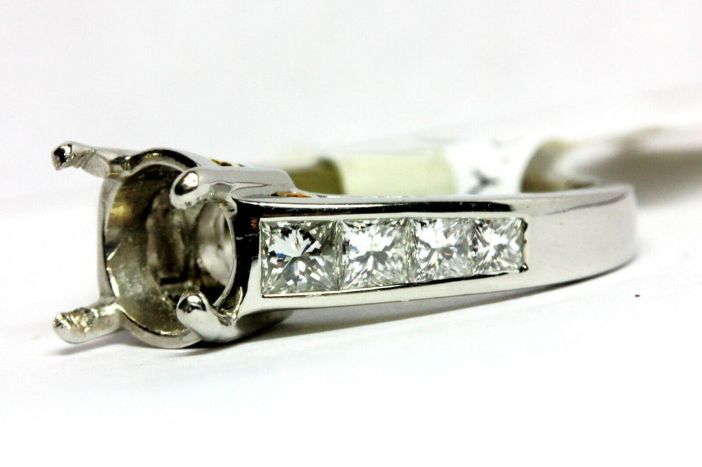 PLATINUM 2 CT ROUND DIAMOND PRINCESS CHANNEL ENGAGEMENT RING 18K GOLD SEMI MOUNT
