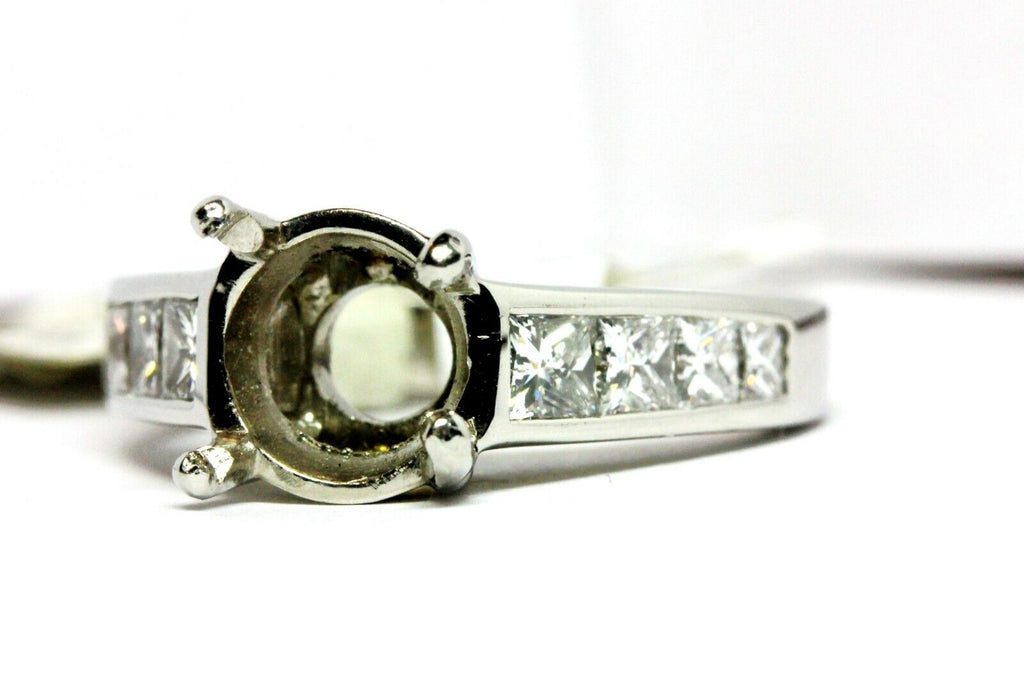PLATINUM 2 CT ROUND DIAMOND PRINCESS CHANNEL ENGAGEMENT RING 18K GOLD SEMI MOUNT