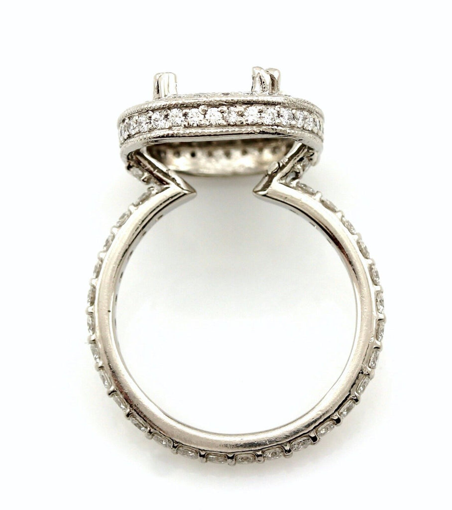 Platinum 10x8mm cushion halo 1ctw diamond engagement ring semi mount sz 5 NEW