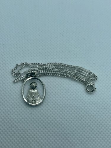 sterling catholic mary jesus religious pendant necklace 18inch 4.2g estate