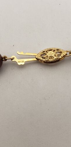 Cultured dyed Brown Chocolate Pearl Necklace 7.5mm 14ky Gold Clasp 18" Vintage