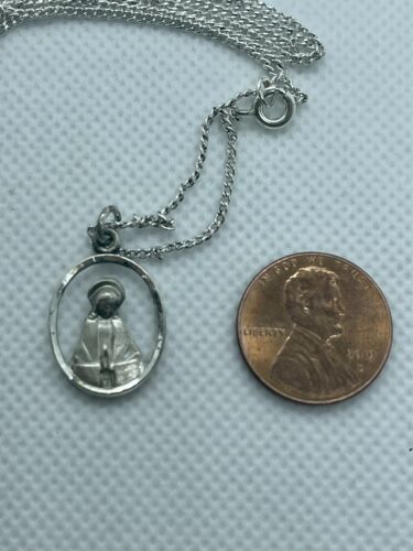 sterling catholic mary jesus religious pendant necklace 18inch 4.2g estate