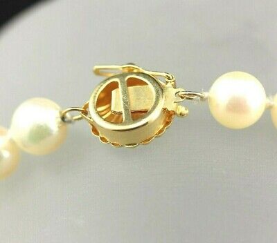 18" round white cultured pearl 7-7.5mm strand necklace 14k yellow gold clasp NEW