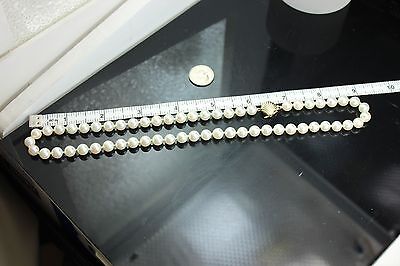 18" round white cultured pearl 7-7.5mm strand necklace 14k yellow gold clasp NEW