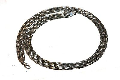 925 Italy sterling silver 18" 10mm woven herringbone necklace lobster 19.43g