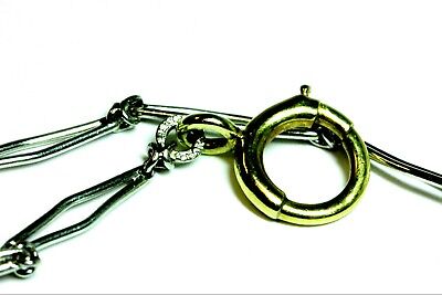 PLATINUM 14" ART DECO POCKET WATCH FOB CHAIN NECKLACE 14K Y GOLD BRASS KREISLER