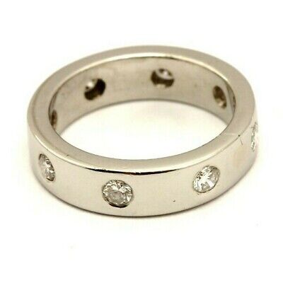 Platinum 0.44ctw round diamond wedding band ring size 4.25 estate