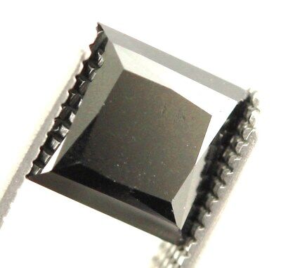 Loose princess cut 1.50ct treated black diamond 5.59x5.44x4.59mm estate