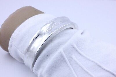 sterling silver cuff bangle bracelet 132.5g 7.75 inch 16mm hallmarks duck lion