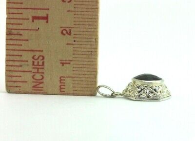 Sterling Silver 3.66ctw garnet diamond six star engraved bezel pendant new