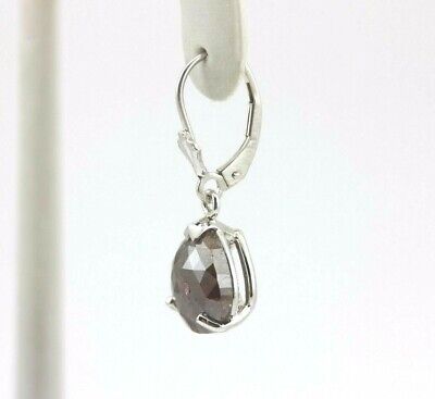 Pear Shape Rose Cut Natural Brown Diamonds 6.27ctw 14k White Gold Drop Earrings