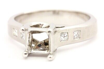 14k white gold princess solitaire accents engagement ring band sz 5.75 estate