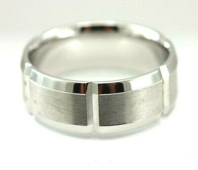 935 Argentium Sterling Silver wedding men's band ring satin matt 8mm size 10 cf