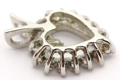 Platinum 0.17ctw round natural diamond open heart shape pendant charm NEW 1.9g
