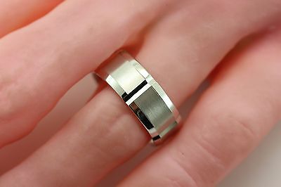 935 Argentium Sterling Silver wedding men's band ring satin matt 8mm size 10 cf