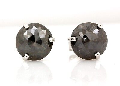 14k white gold 3.52 ctw dark brown diamond rose cut stud earrings butterfly new