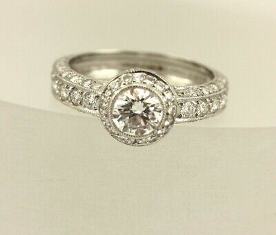 GIA 0.70 ct round G VS2 platinum Renaissance diamond engagement ring size 6 new