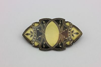 VINTAGE YELLOW LAQURED RHINESTONE ENAMEL PIN BROOCH ESTATE STERLING SILVER