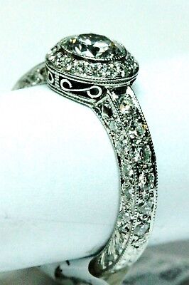 GIA 0.70 ct round G VS2 platinum Renaissance diamond engagement ring size 6 new