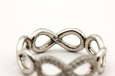 Platinum 0.28ctw round diamond infinity ring band wedding custom NEW size 6.5