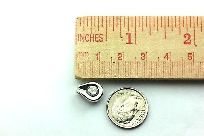 14K WHITE GOLD 1/2 CT ROUND DIAMOND 3/4 BEZEL DROP SHAPE PENDANT SLIDE NEW