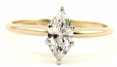 14k yellow gold 0.48ct marquise diamond GIA D SI2 solitaire engagement ring 1.5g