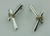 925 sterling silver two tone brass wire cross X earrings Taxco Mexico vintage