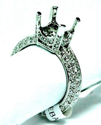 Antique style platinum engagement ring 9mm center 1.40ctw round diamonds size 6