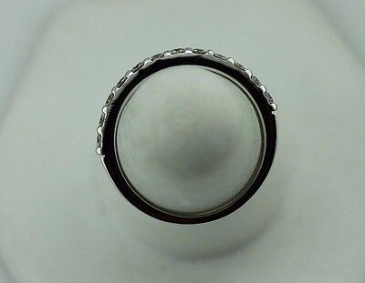 14k white gold .36 ctw round diamond wedding anniversary band ring size 5 estate