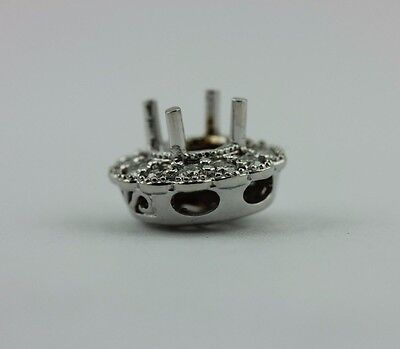 14k white gold diamond halo pendant prong setting for 3/4ct 5.6-5.8mm center new