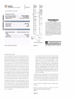 GIA loose natural diamond 0.75 ct pear brilliant G VVS2 7.87 x 4.94 x 316 mm NEW