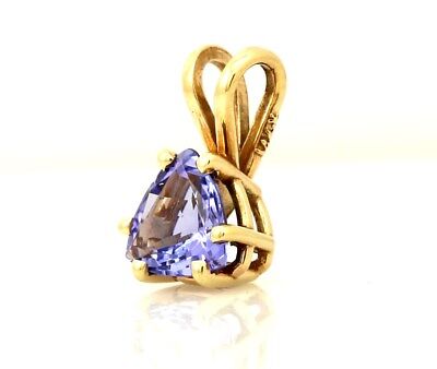 14k yellow gold 5.9mm trillion blue violet purple tanzanite solitaire pendant