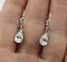 14k white gold pear shape CZ dangle earrings fleur de lis scroll leverback new