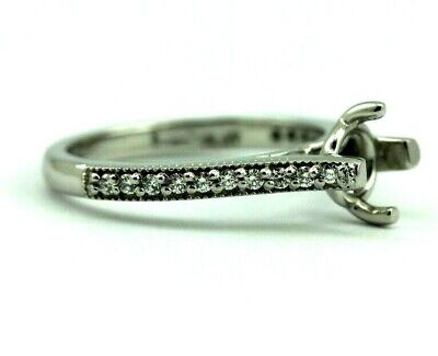 PLATINUM .80 CT ROUND DIAMOND ENGAGEMENT RING SEMI MOUNT .18CTW ACCENTS MILGRAIN