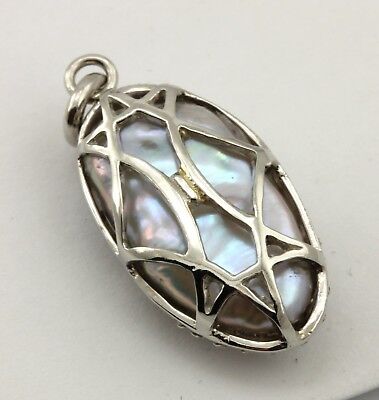 Platinum ballerina slipper shoe pendant baroque pearl round diamond 5.26 grams