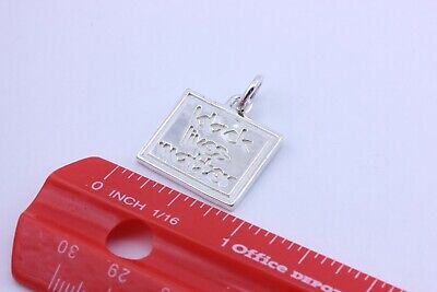 sterling silver BLACK LIVES MATTER pendant charm 17.5x21mm 7.3g new