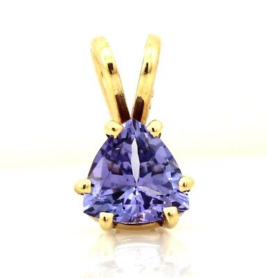 14k yellow gold 5.9mm trillion blue violet purple tanzanite solitaire pendant