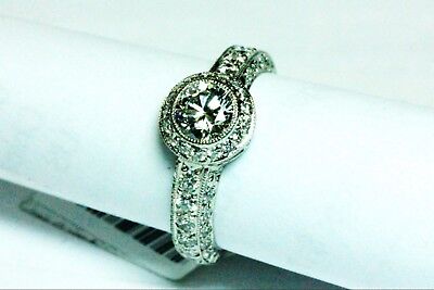 GIA 0.70 ct round G VS2 platinum Renaissance diamond engagement ring size 6 new