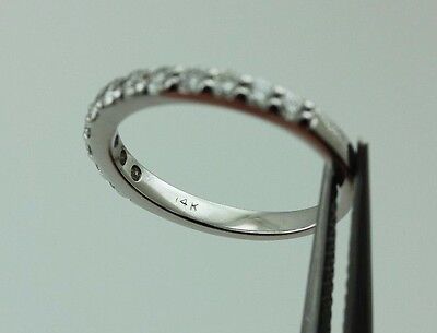 14k white gold .36 ctw round diamond wedding anniversary band ring size 5 estate
