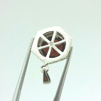 Sterling Silver 3.66ctw garnet diamond six star engraved bezel pendant new