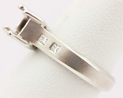 14k white gold princess solitaire accents engagement ring band sz 5.75 estate