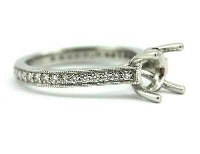 PLATINUM DIAMOND 7 MM ROUND SEMI MOUNT ENGAGEMENT RING 0.36 CTW 5.75 BAND NEW