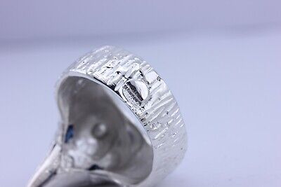 sterling silver 1ctw blue sapphire raven crow ring size 11 men's band 15.7g new