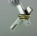 925 sterling silver two tone brass wire cross X earrings Taxco Mexico vintage