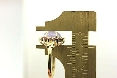 14k yellow gold Lavender Jadeite Jade Natural Rhodolite Garnet Halo Ring estate