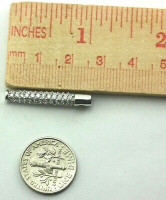 14k white gold .59 ctw round diamond cylinder tube pendant new 1 inch EF VS-SI1