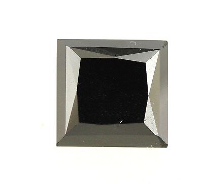 Loose princess cut 1.50ct treated black diamond 5.59x5.44x4.59mm estate