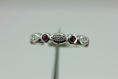 Platinum anniversary ring .17ctw round diamond .38ctw round ruby sz 7.5 custom